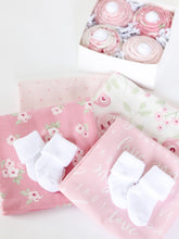 Load image into Gallery viewer, Baby Blanket & Sock Cupcake Gift Set (Girl or Boy) - Perfect for Baby Showers! | The Baby Blossom Company