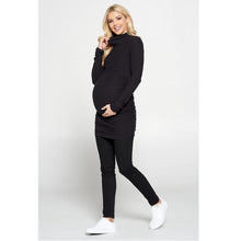 Load image into Gallery viewer, Style and Convenience with Our Side Ruched Breastfeeding Turtleneck Top