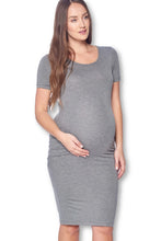 Load image into Gallery viewer, Effortless Style: Grey Maternity Bodycon Casual Short Sleeve Dress