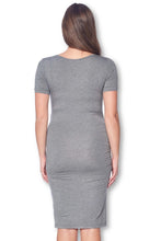 Load image into Gallery viewer, Effortless Style: Grey Maternity Bodycon Casual Short Sleeve Dress