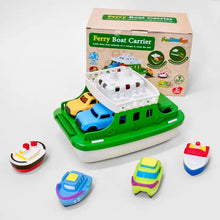 Load image into Gallery viewer, Fun-Filled Floating Ferry Boat Toy Set | 4 Mini Cars, 4 Boat Squirters, and Slide-Out Ramp