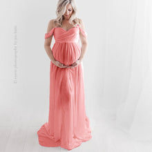 Load image into Gallery viewer, Strapless Maternity Chiffon Dress For Photo Shoots