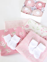 Load image into Gallery viewer, Baby Blanket &amp; Sock Cupcake Gift Set (Girl or Boy) - Perfect for Baby Showers! | The Baby Blossom Company
