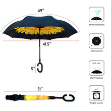 Load image into Gallery viewer, Selini New York - Yellow Flower Double Layer Inverted Umbrella
