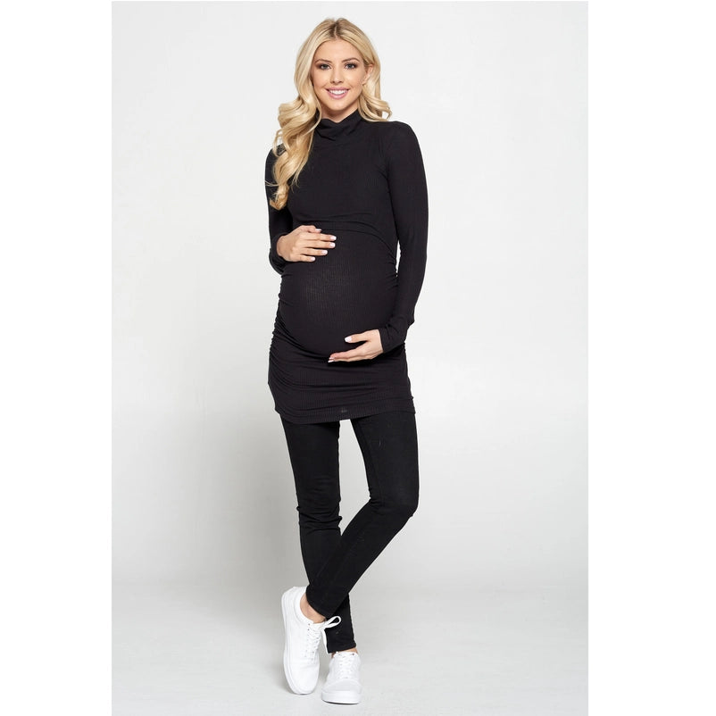 Style and Convenience with Our Side Ruched Breastfeeding Turtleneck Top