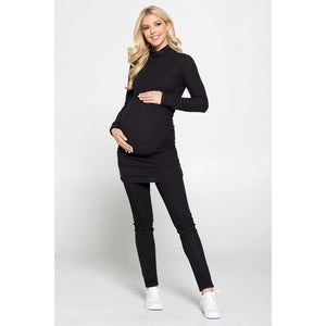 Style and Convenience with Our Side Ruched Breastfeeding Turtleneck Top