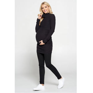 Style and Convenience with Our Side Ruched Breastfeeding Turtleneck Top