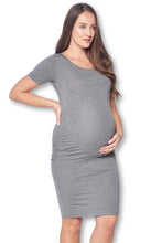 Load image into Gallery viewer, Effortless Style: Grey Maternity Bodycon Casual Short Sleeve Dress
