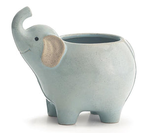 Porcelain Grey, Pink, or Blue Elephant Planter - Nursery Decor