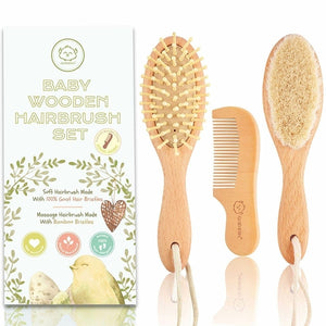 KeaBabies Luxurious All Natural Hair brush Set - Great Baby Shower Gift