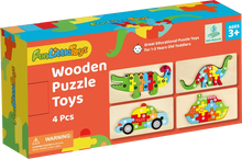 Load image into Gallery viewer, 4-Pack Wooden Puzzles for Toddlers Age 2-4 Years Old by Fun Little Toys
