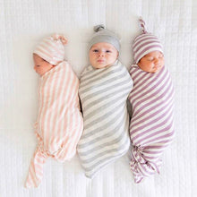 Load image into Gallery viewer, Premium Striped Unisex Swaddles with Beanie | Cozy Sleep Companions for Your Little One
