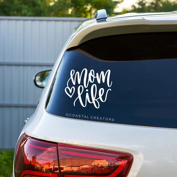 Mom Life Vinyl Window Sticker Decal (White) - Three Options