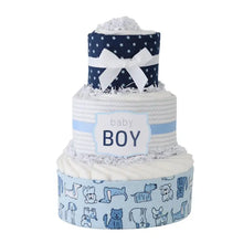 Load image into Gallery viewer, Baby Boy Diaper Cake Gift - Puppy Theme by Baby Blossom Company
