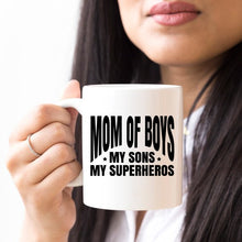 Load image into Gallery viewer, Mom Of Boys Coffee Mug, My Sons, My Superheroes
